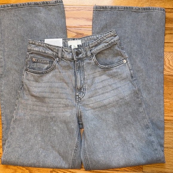 H&M WIDE LEG/HIGH WAIST LIGHT GREY JEANS Sz. 4 NWT - Picture 4 of 14